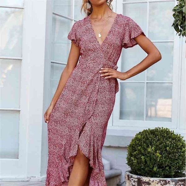 

women casual summer dress flower print v-neck short-sleeved bow decoration vestidos 210430, Black;gray