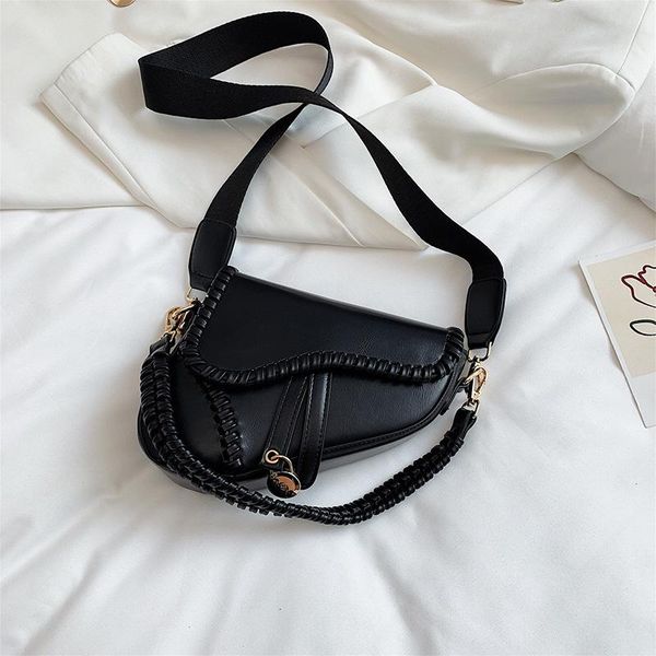 

waist bags 2021 fashion saddle women bag one shoulder handle trend casual hasp zipper pu material polyester inside lock ornament