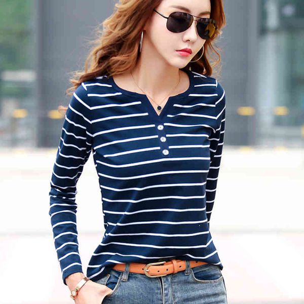 

women's t-shirt shintimes striped tee femme loose t cotton long sleeve diamonds tshirts clothes camisetas mujer ljbo, White