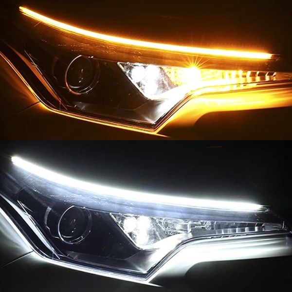 

emergency lights 2pcs car led drl strip flexible with turn signals lamp daytime running light sequential 12v day