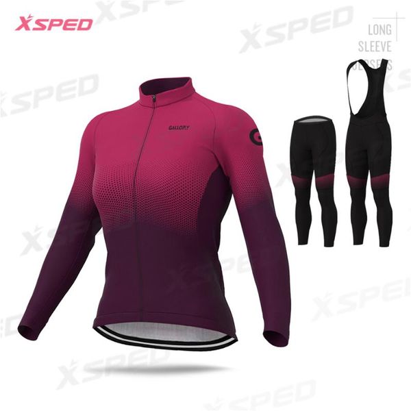 

racing sets women cycling clothing long sleeve jersey set spring autumn road bike uniform lady gel pad pants sport wear breathable quick dry, Black;blue