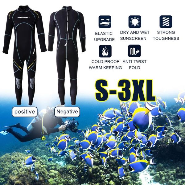 

men's full body wetsuit, 3mm men neoprene long sleeves dive suit - perfect for swimming/scuba diving/snorkeling/surfing orange two-piec