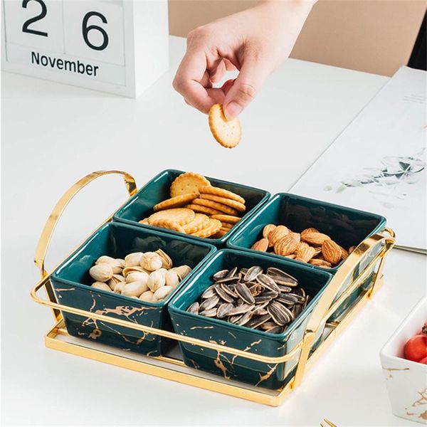 

dishes & plates ceramics snack plate storage box bowl fruit tableware for party candy pastry nuts dish olives green white set