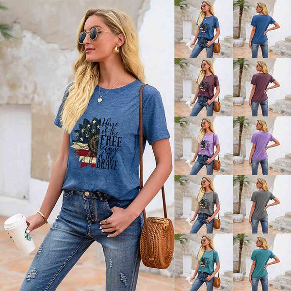

summer t shirt independence day 2 independent fashion print solid color, White