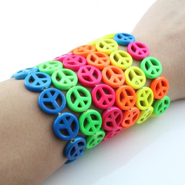 

charm bracelets autumn fashion jewelry fluorescent stretch neon bracelet peace imitation, Golden;silver