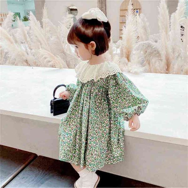 

spring arrival girls long sleeve floral dress kids korean design dresses 210528, Red;yellow