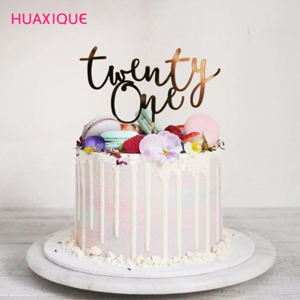 

other event & party supplies 1pc gold twenty one happy birthday acrylic cake er number 21 cupcake 21th decors
