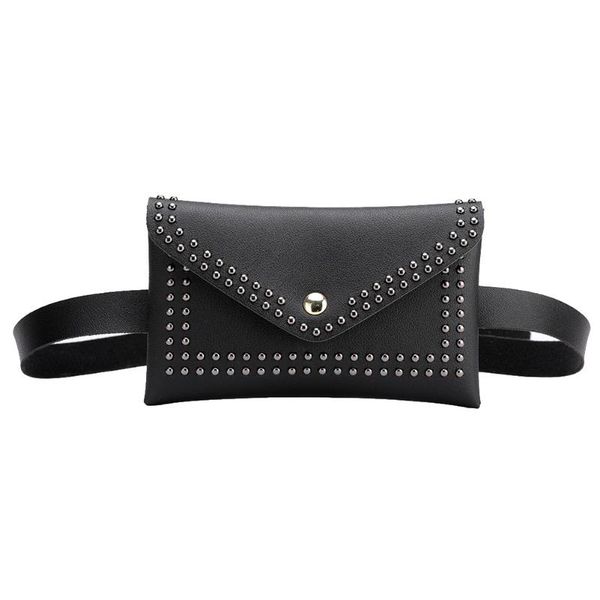 

fashion women belt bags pu leather fanny packs solid color rivet shoulder waist casual purse wallet chest bag #15