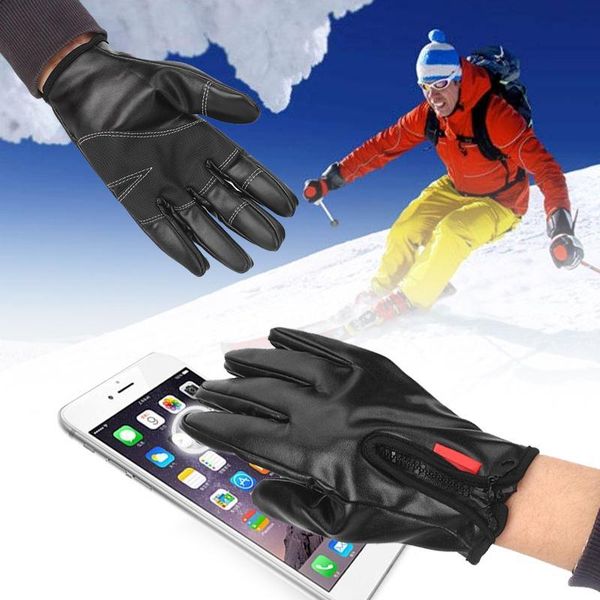 

cycling gloves practical cashmere m/l/xl winter bicycle leather riding touch screen rain-proof warm motorcycle, Black