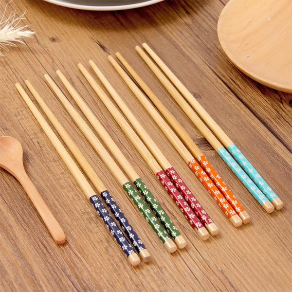 

chopsticks 5 pairs japanese style eco-friendly durable cherry blossom pattern tableware length 24cm nice gift