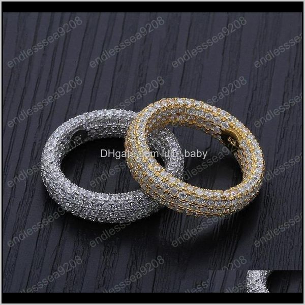 

european and american salehip hop personality mens 925 sterling micro insert zircon 18k gold 55mh band rings dj1d7, Silver