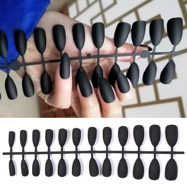 

pcs/bag fake nail tips full cover pink blue black mixed colors matting effect natural abs artificial art design tools1, Red;gold