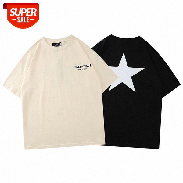 

fog double line eentials star print loose short-sleeved street brand men and women couple t-shirt #bf1l, White;black