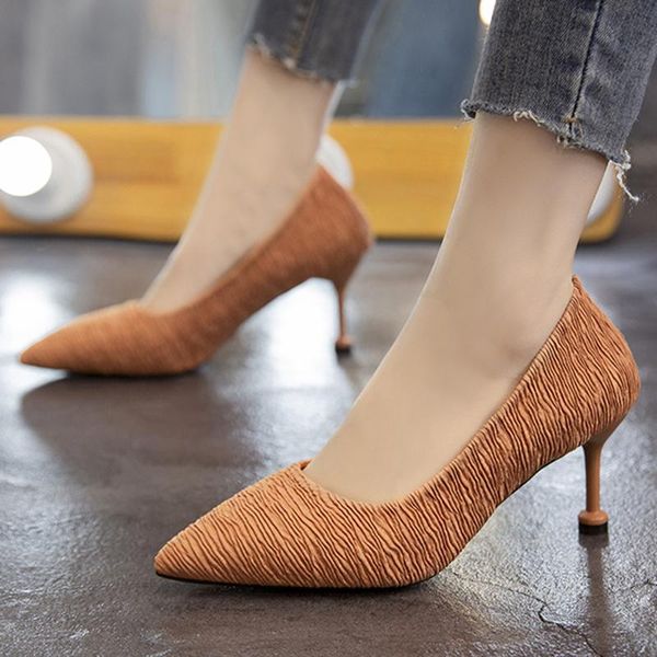 

dress shoes rimocy women's high heels satin pumps 2021 fashion stiletto heeled pointed toe party woman slip on office ladies, Black