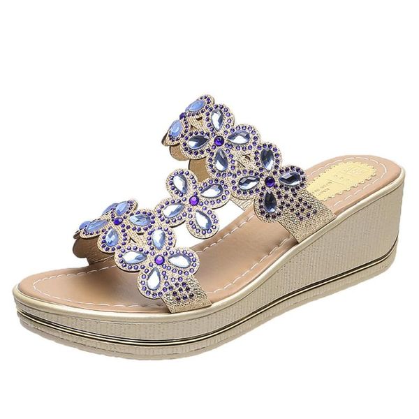 

dress shoes vogue women ladies bohemia crystal wedges thick peep toe sandals thick-soled fashion summer casual travel july 3, Black