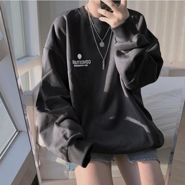 

women's hoodies & sweatshirts zogaa women simple letter korean long sleeve spring thin chic purple harajuku femme pullovers oversized b, Black