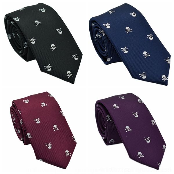 

ric narrow casual fashion personality 1200 polyester skull head neck ties embroidered embroidery narrow tie men's casual fashion person, Blue;purple