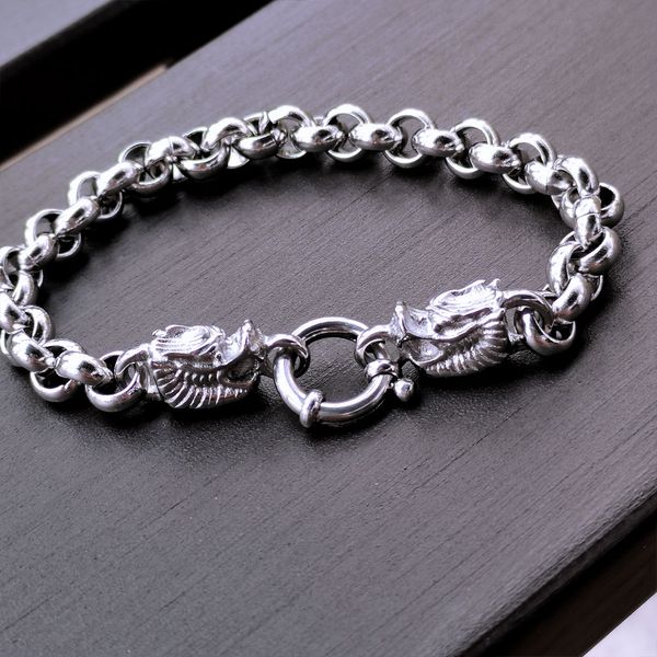

stainless steel chinese style "chinese long" chain head for men or women braclet, Black