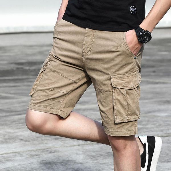 

men's shorts luren 2021 custom cotton cargo casual korean style tooling tfwm, White;black