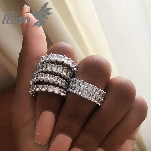 

wedding rings iteso luxurious marquise cut cubic zirconia for women fashion 6 shapes of crystal ring party jewelry, Slivery;golden