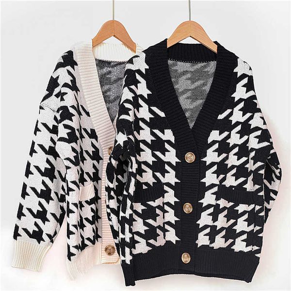 

women's oversize sweater thick warm autumn winter cardigans 210709, White;black
