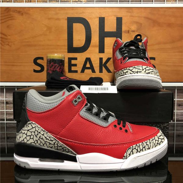 

men jumpman 3 basketball shoes unc fragment red black white cement varsity royal flight mens trainers sneaker shoes with boxqr43