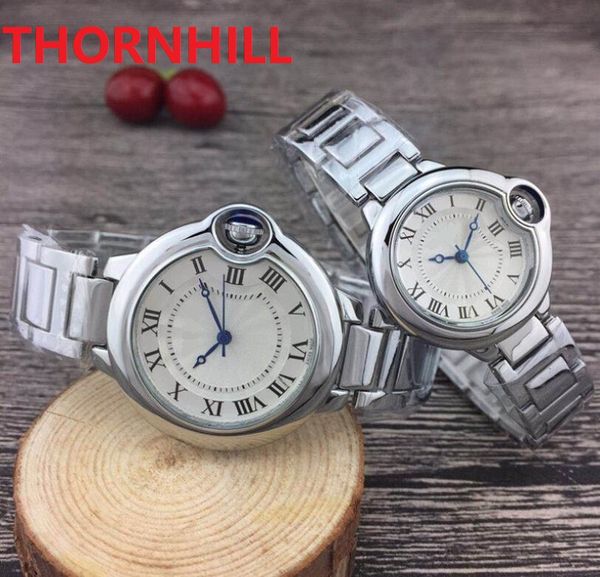 Luxuriöse hochwertige Paar-Unisex-Designeruhren 38 mm 32 mm runde römische Designer-Damen-Herrenuhr Mode voller Edelstahl Quarz-Sportuhr erkek kol saati