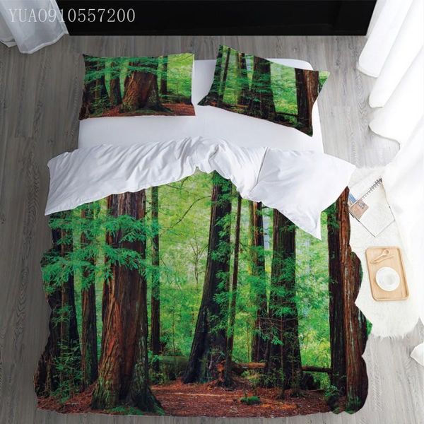 

bedding sets digital printing set forest trees single double  king size duvet cover 2/3 pcs for children adults bedroom decor