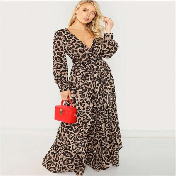 

spring and autumn women's leopard dress bohemian style loose skirt, Black;gray