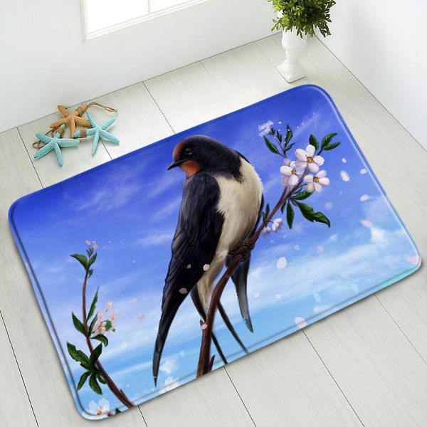 

bath mats animals birds bathroom mat kitchen bedroom floor non-slip door pads carpet flannel water absorption home decoration washable