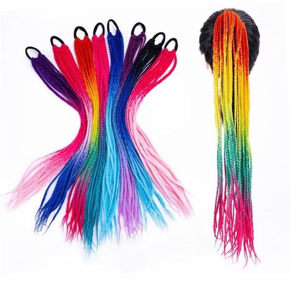 

colorful dirty braided ponytail elastic hair rubber bands ties scrunchies accessories for women girls kids children, Slivery;white