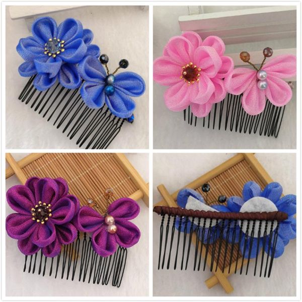 

party masks 2 pcs diy handmade kimono sakura hair accessories kid children girls pearl headdress swirl ornaments hairpin fascinator