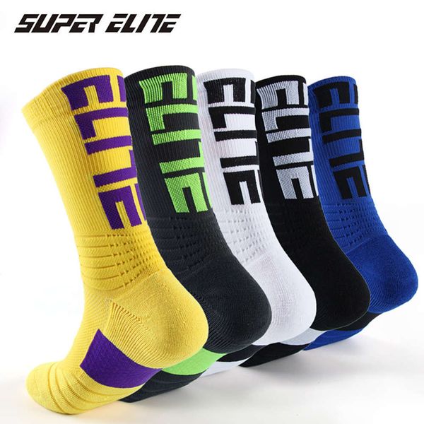 

men's elite socks basketball letter interrupted terry thickened tide, Black