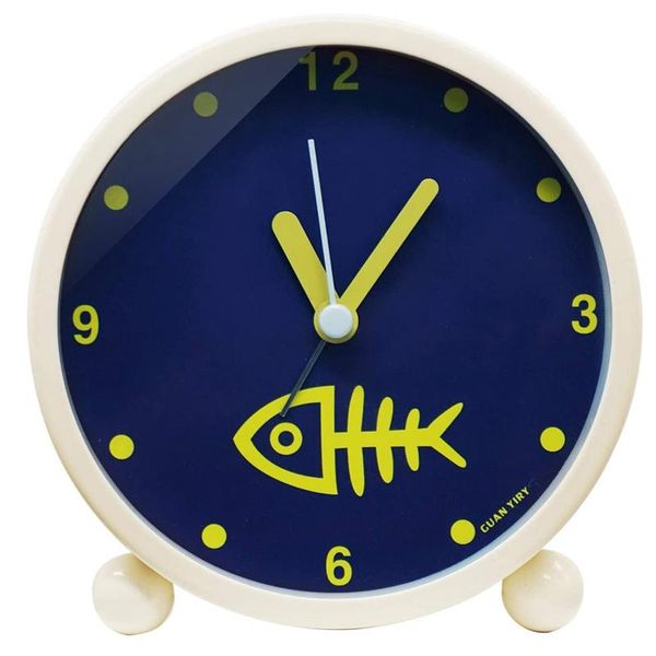 

other clocks & accessories alarm clock bell with night light bedside loud quartz desk for room , milky,shape fish bone