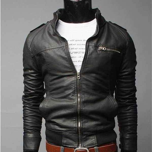

men's & faux men classic motorcycle bike cowboy mens leather jackets male plus thick coats m-3xl, Black