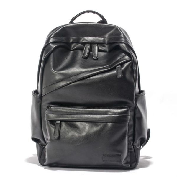 

backpack men lapleather school bag waterproof fashion casual travel rucksack