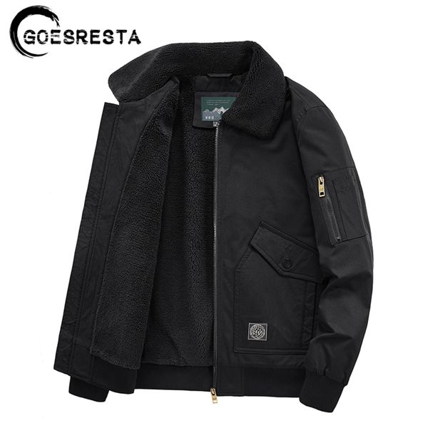 

brand 2021 winter new thicken fce warm casual coat lamb wool fashion military windbreaker ets men's, Black;brown