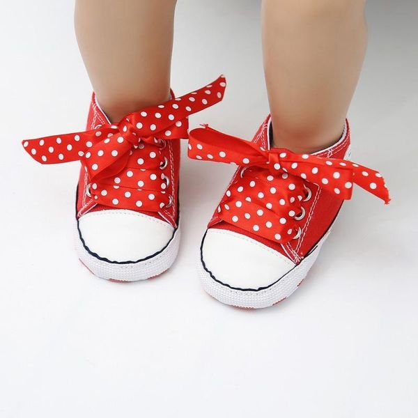 

first walkers spring canvas red ribbon cute baby shoes born polka dot girls