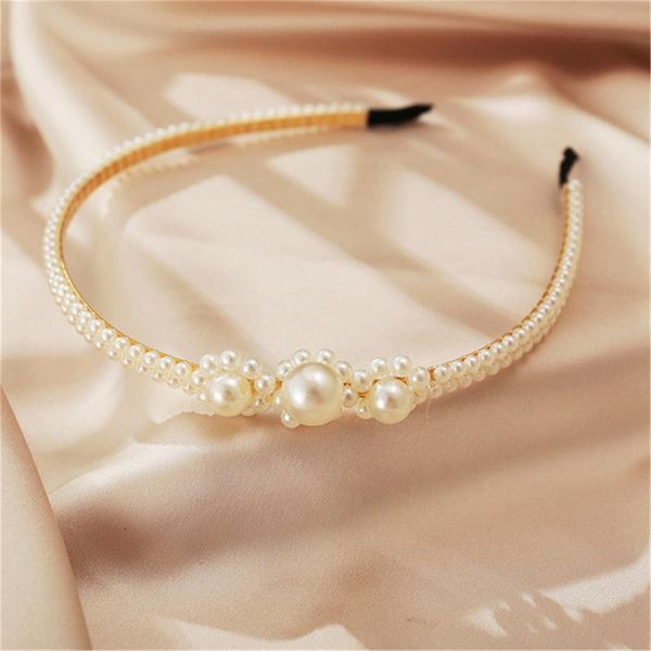 

hair accessories women elegant full pearls simple hairbands sweet headband hoops holder ornament head band lady fashion, Slivery;white
