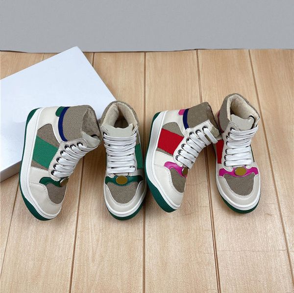 

kids designer shoes children toddler high sneakers fashion letter printed outdoor sport running shoe boys girls non-slip casual sneaker boot, Black;red