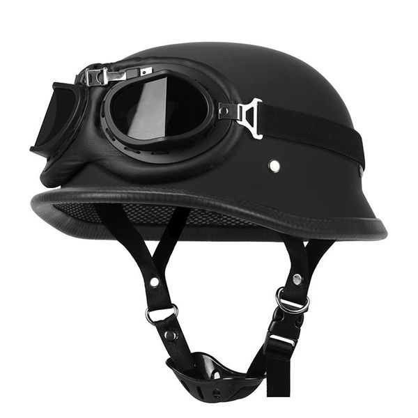 

motorcycle helmets helmet german leather vintage casco moto open face retro half chopper biker pilot dot size s-xxl