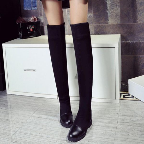

boots autumn and winter black over-the-knee stretch women's suede thigh fashion