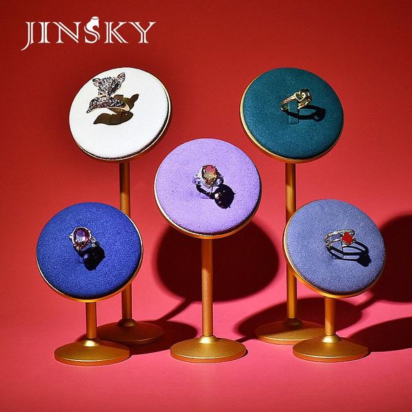 

jewelry pouches, bags metal microfiber props ring stand support display creative window decoration rack, Pink;blue
