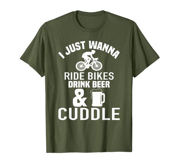 

just wanna ride bikes drink funny mtb cycling gift t-shirt, White;black