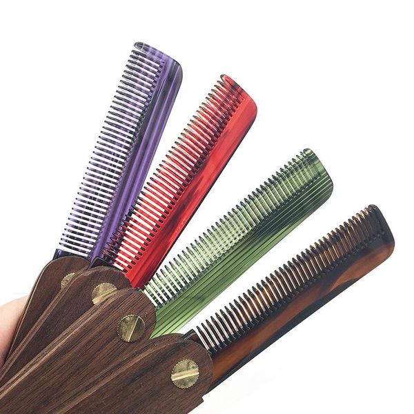 

hair brushes natural 4 colors walnut fold comb for beard care anti-static wooden tools brush 1 pc, Silver