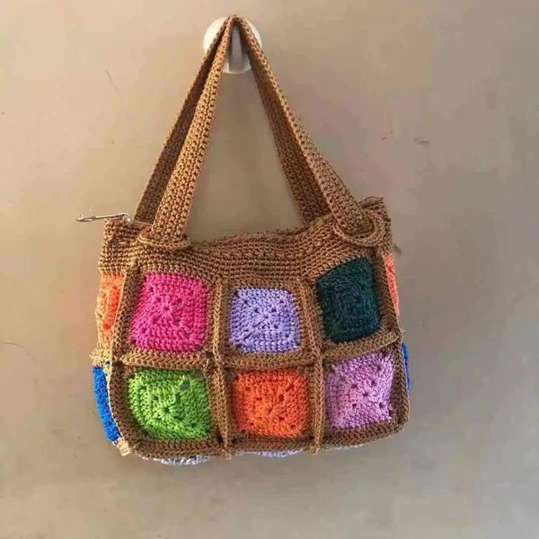 

evening bags handmade crochet bag summer kintting beach shoulder tote colorful hand