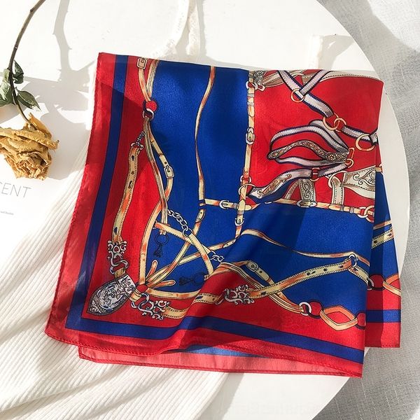 

2YsE spring face towel face towel squaresilk women's fashion printed small square scarf ties cravat korean versatile small scarf, Black;gray