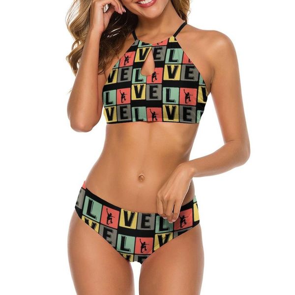 

one-piece suits skateboard bikini swimsuit adjustable big chest swimwear fashion print swim two piece bathing suit