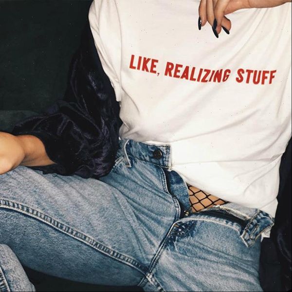 

women womens tee like realizing stuff red tshirt summer casual funny t shirt for lady girl hipster tumblr femme, White