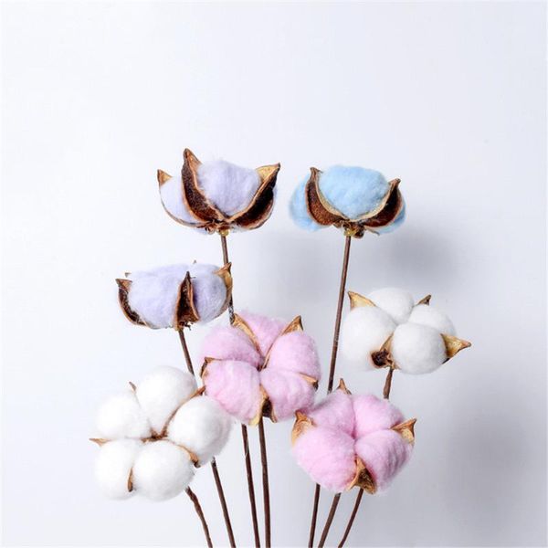 

wedding home christmas decoration natural dried flowers cotton branches 6 stems artificial fake bouquet1